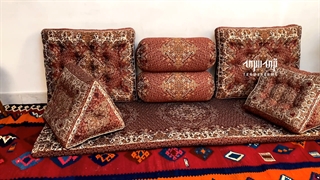 سرویس ۷ تکه پشتی سنتی مدل گل | ترمه سرمه