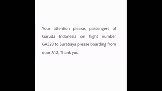 5). Airport Boarding announcement