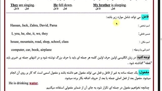 آموزش زبان انگلیسی: ویژن یازدهم اجزاء جمله درس اول