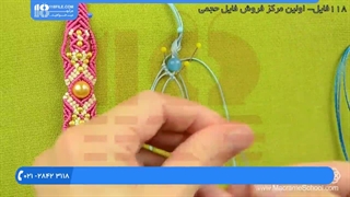 آموزش بافت دستبند مکرومه-آموزش ساخت  در دو رنگ با مهره