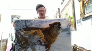 تابلو فرش دستباف گرگهای کوهستان - تابلو فرش ابری سردرود