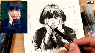 ✅ آموزش طراحی پرتره دختری از روی عکس