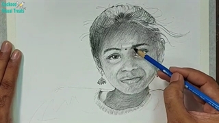 ✅ آموزش طراحی پرتره دختر بچه روستایی