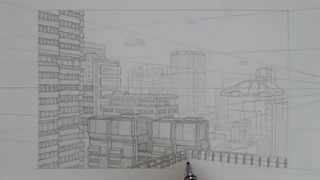 ✅ آموزش طراحی چشم انداز یک منظره شهری سایبرپانک