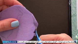 آموزش جواهر دوزی-مروارید دوزی روی پارچه -آموزش پیکسل طرح پر