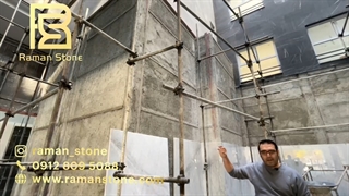 نصب سنگ اسلب با چسب بروی دیوار ( گروه رامان استون)