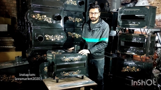 بخاری هیزمی لعاب دار با طرح سنتی