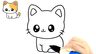 نقاشی گربه نشسته ناز