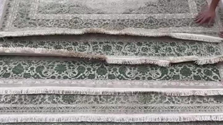 جدیدترین فرش پذیرایی نسکافه‌ای سبز با طرح‌های وینتیج و کهنه نما